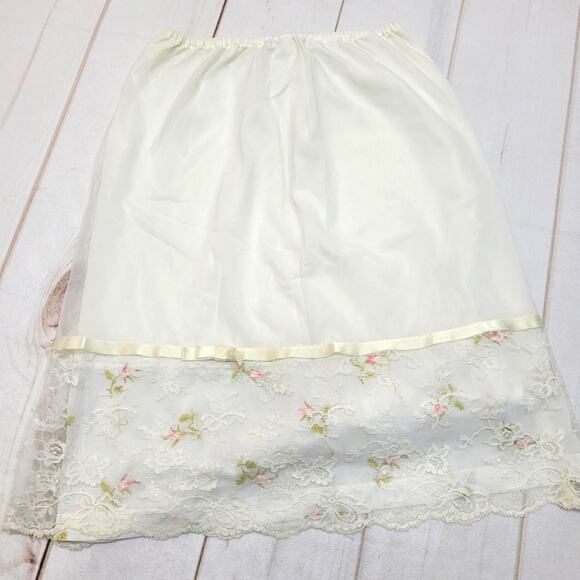 Vintage Other - Vintage Shadowline rosette slip skirt floral lace lingerie